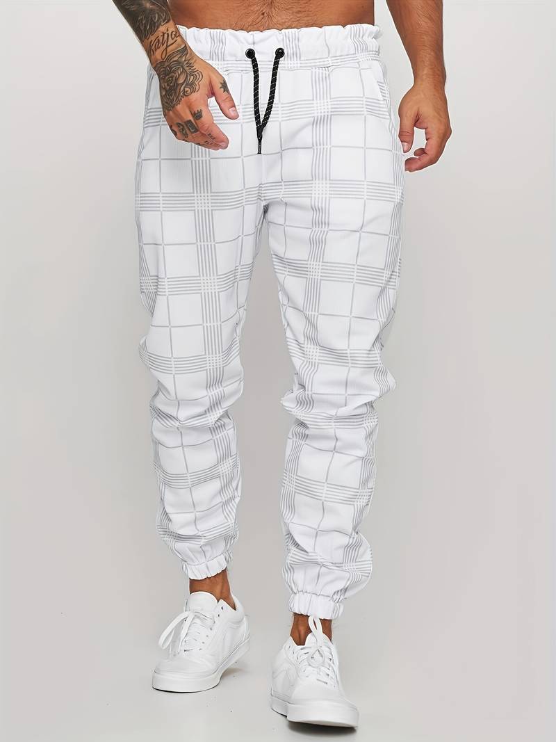 Men's Casual Trousers Check Pattern Comfort Fit
