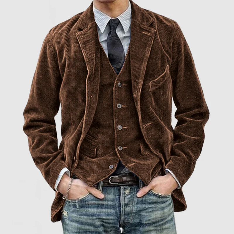 Men's Corduroy Jacket with Lapels Modern Style