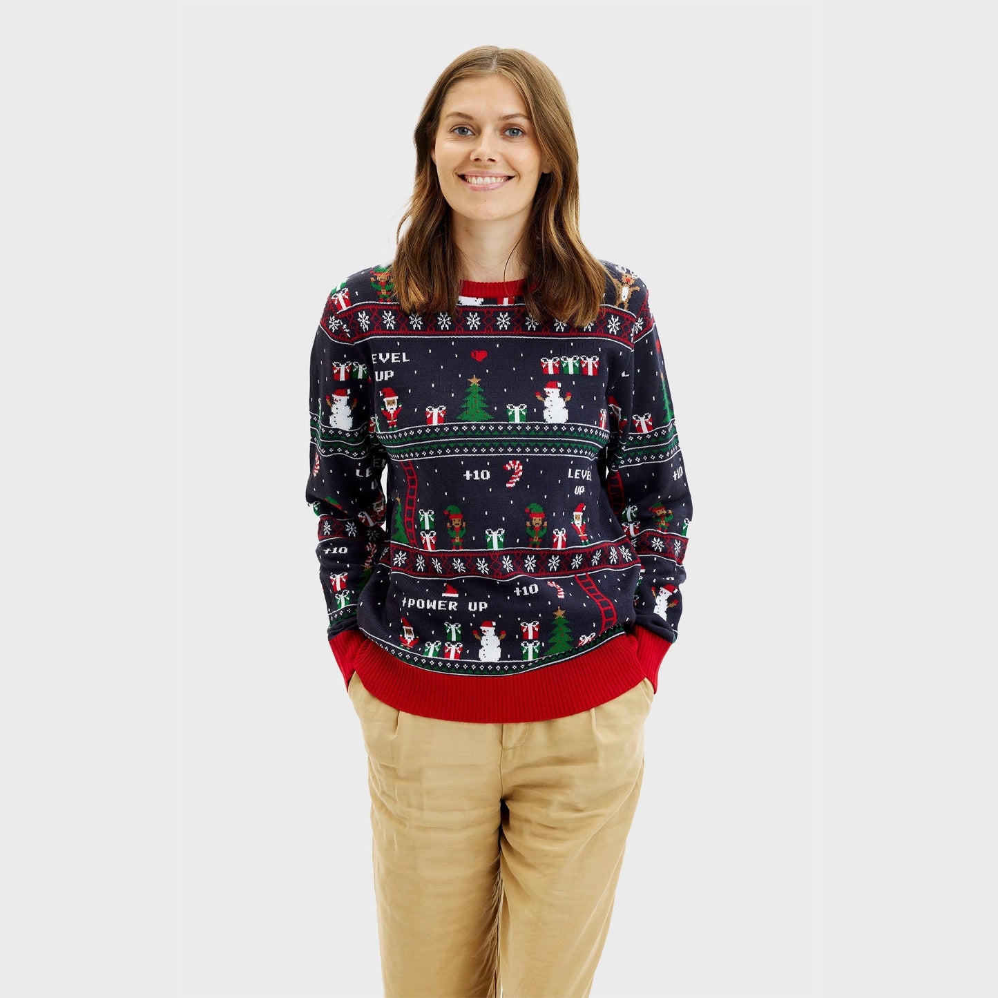Weihnachtspullover Damen Retro Gaming Design - IdealeKleiden