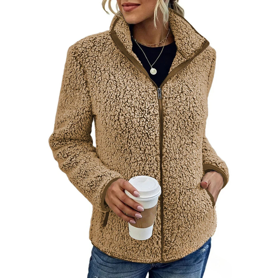 Soft Women's Teddy Jacket High-Neck With Zipper