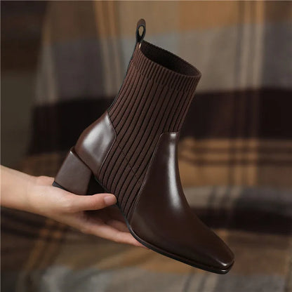 Women's Boots Square Toe Elegant Elastic
