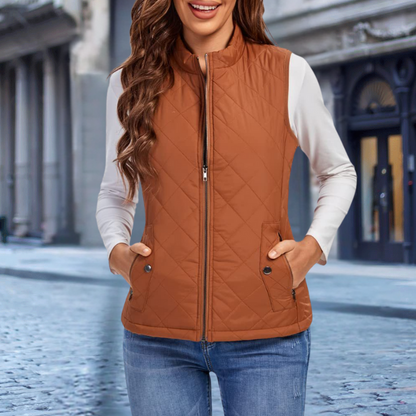 Elegant Women's Quilted Jacket Modern Zipper