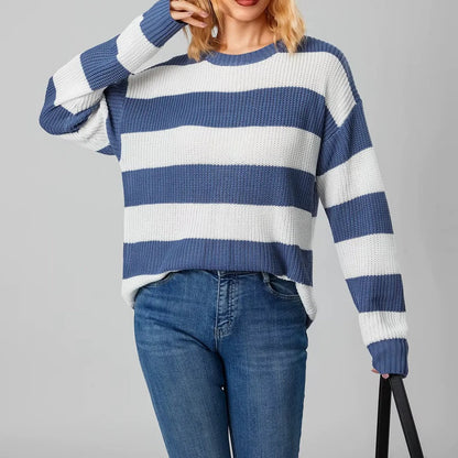 Modische Streifen Pullover - IdealeKleiden