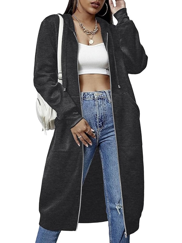 Women's Long Sleeve Hooded Zipper Jacket
