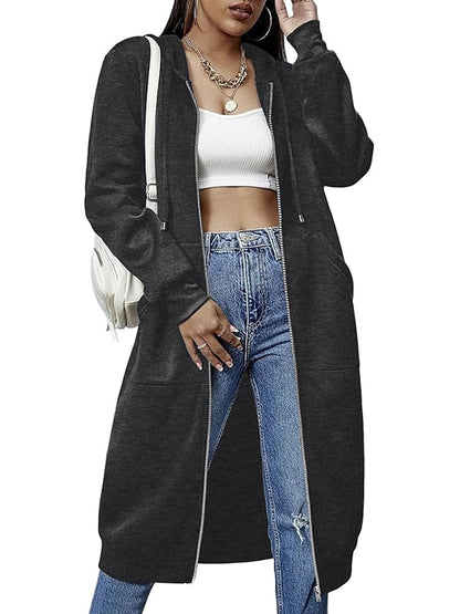 Women's Long Sleeve Hooded Zipper Jacket