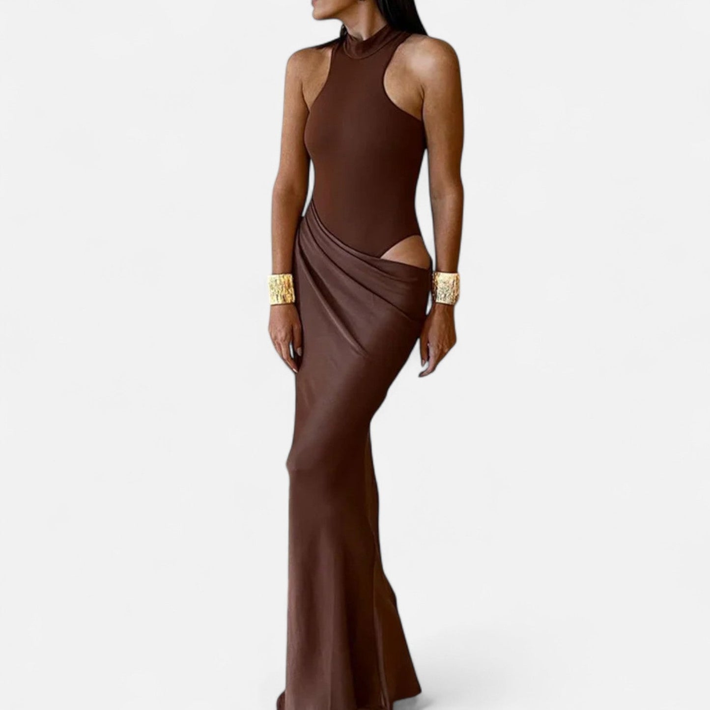 Women's Maxi Dress With Cut-Out Halterneck Summer Dress
