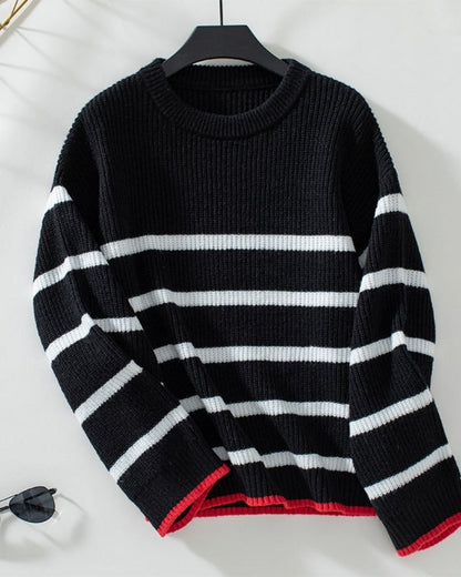 Classic women's sweaters with a striped pattern