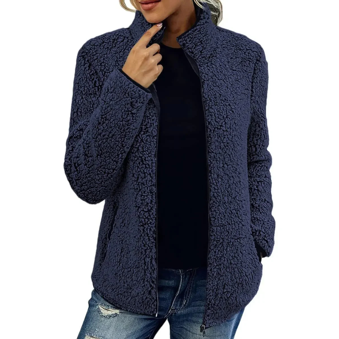 Soft Women's Teddy Jacket High-Neck With Zipper