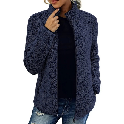 Soft Women's Teddy Jacket High-Neck With Zipper