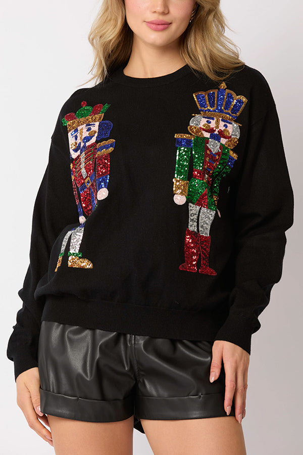 Christmas Soldier Sweatshirt Gift Idea Festive Glittering