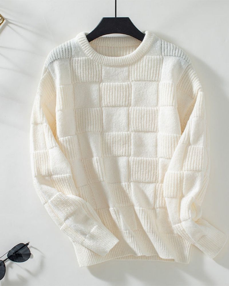 Stylish Checked Chunky Knit Sweater
