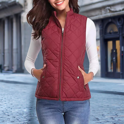 Elegant Women's Quilted Jacket Modern Zipper