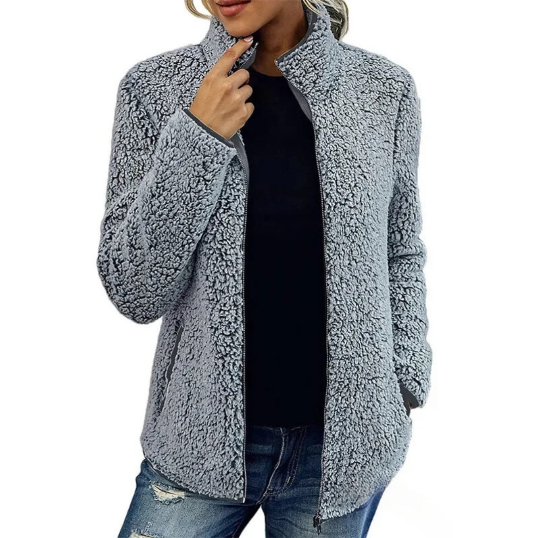 Soft Women's Teddy Jacket High-Neck With Zipper