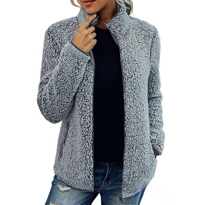 Soft Women's Teddy Jacket High-Neck With Zipper