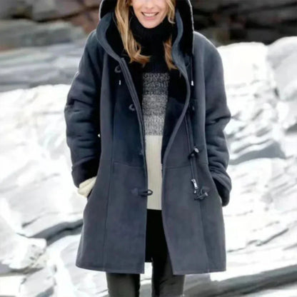 Hooded Jacket Mid-Length Comfortable Fleece Lining