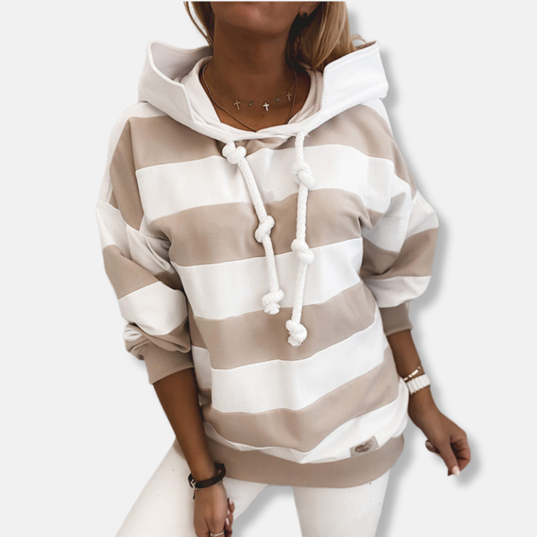 Comfortable Hoodie Relaxed Fit Stripe Design