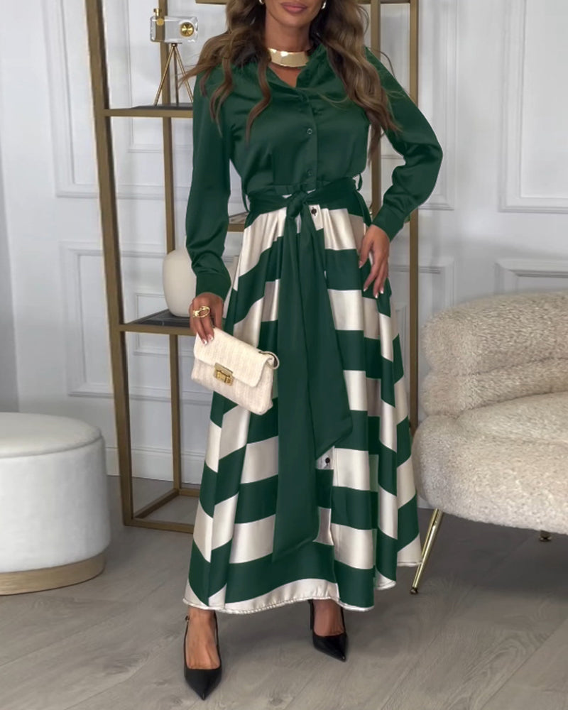 Women's Striped Dress Elegant Design