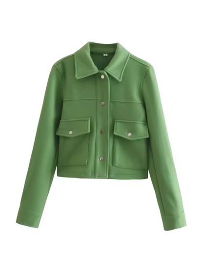 Chic Women's Jacket With Buttons and Front Pockets
