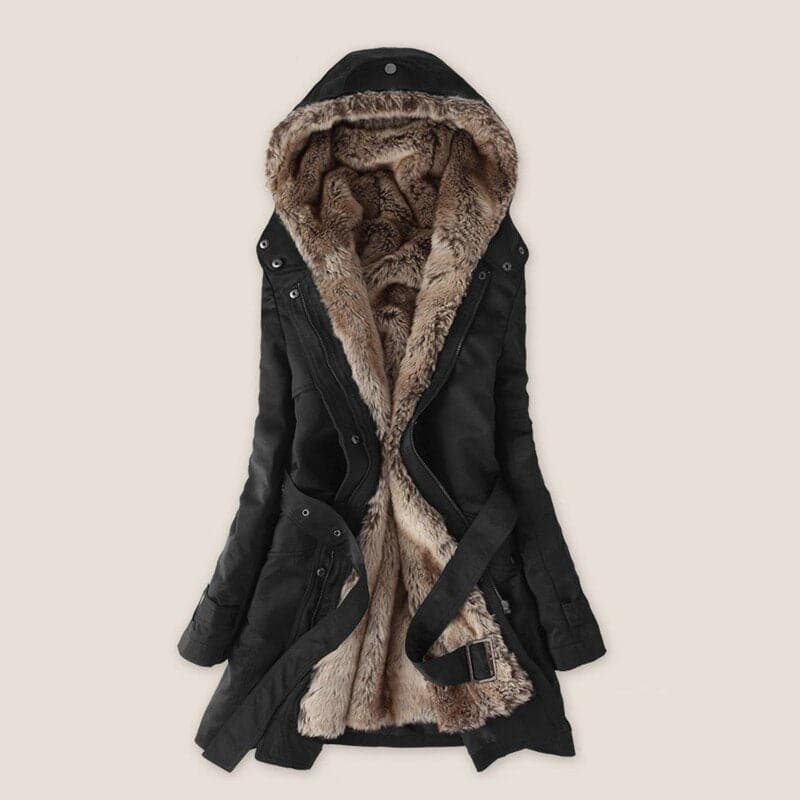 Faux Fur Parka Women - Warm Hooded Jacket Mid-Length
