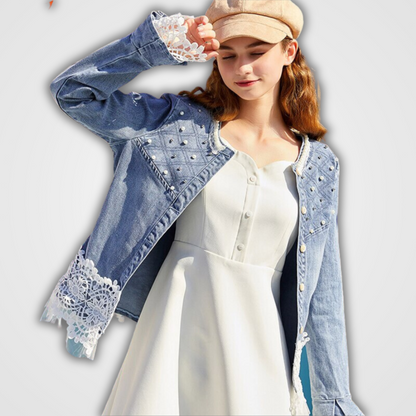 Fashionable Denim Jacket With Edging Detail