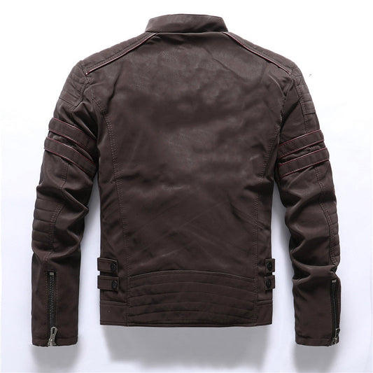 Herren Lederjacke Bikerstyle Rot - IdealeKleiden
