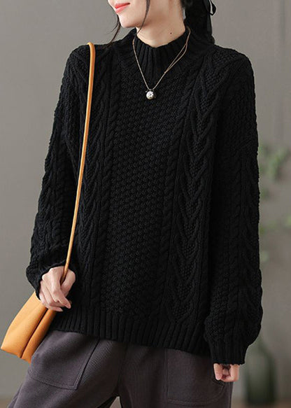 Loose-Fitting High-Neck Winter Sweater