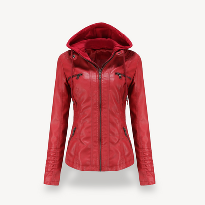 Elegant Women's Faux Leather Motorcycle Jacket