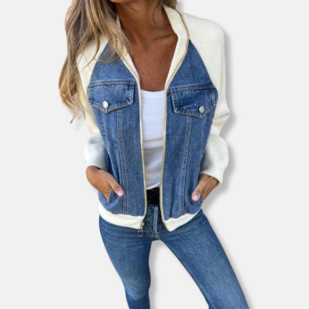 Bomber Jacket Denim Style Zipper Regular Fit