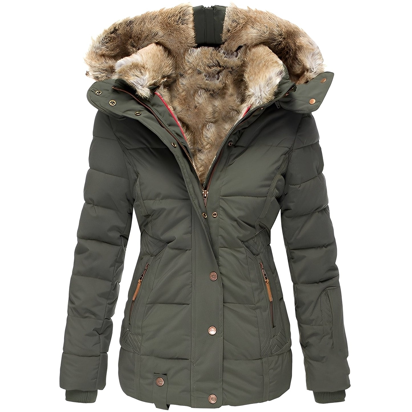 Elegant Women's Jackets | Slim Winter Jacket with Fur Collar