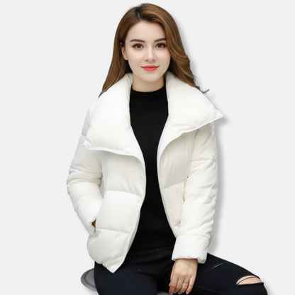Dress Women Short Funnel Collar Zipper