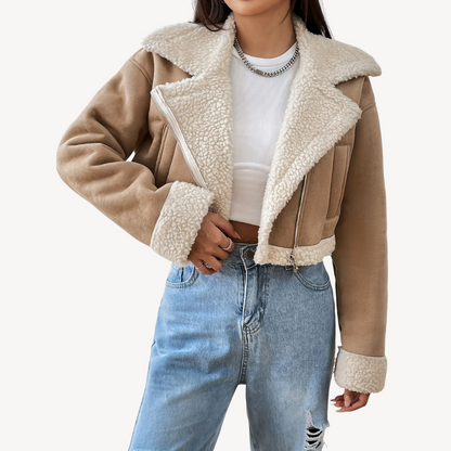 Women's Suede Jacket Soft Faux Fur Coat