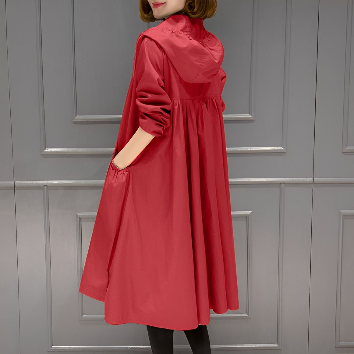 Stylish women's raincoat hood