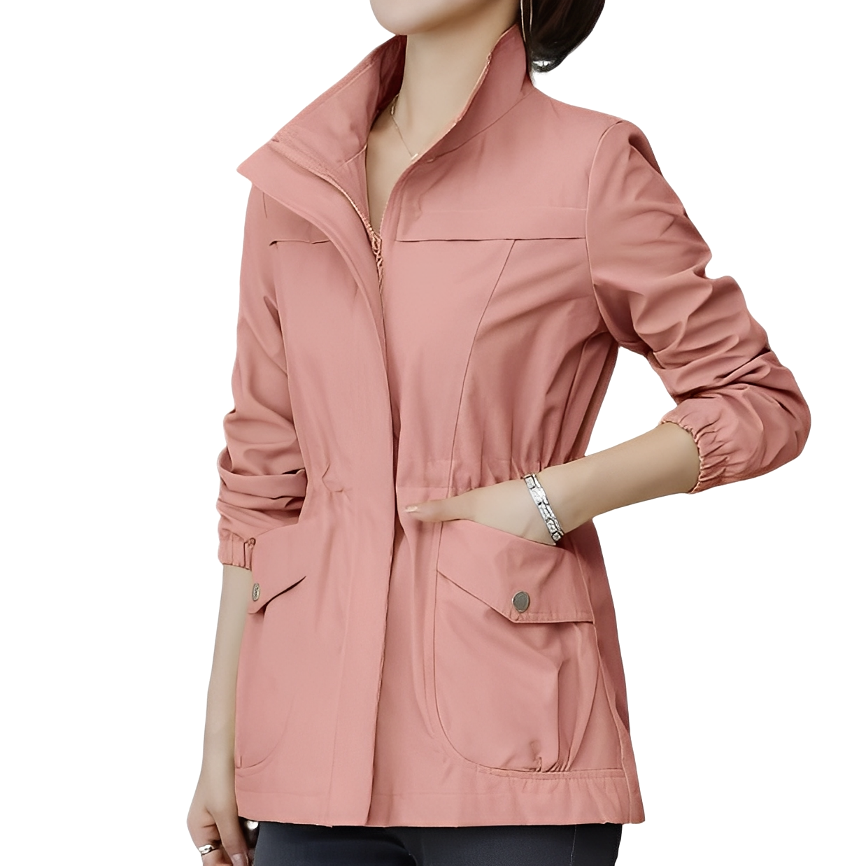 Stylish women's jacket with adjustable waist