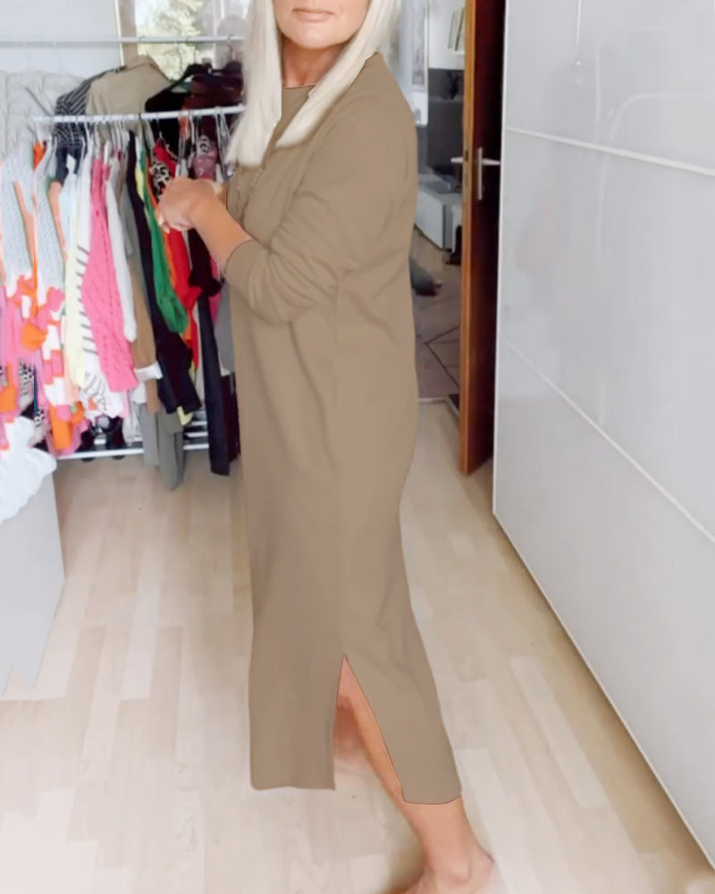 Fashionable Round-Neck Dress Casual Chic