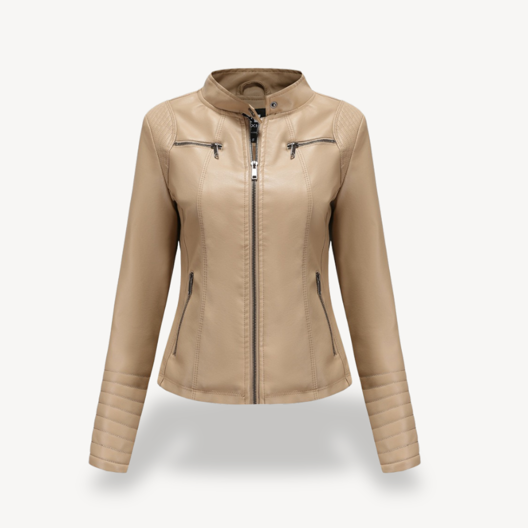 Elegant Women's Leather Biker Jacket