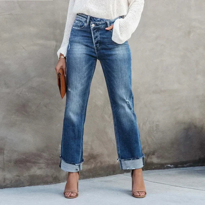 Hohe Jeanshose Damen Slim Fit - IdealeKleiden