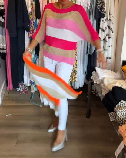 Colorful Dress Round Neckline