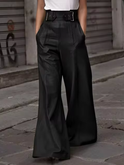Elegante Lederhosen Damen Hochwertig Plisé - IdealeKleiden