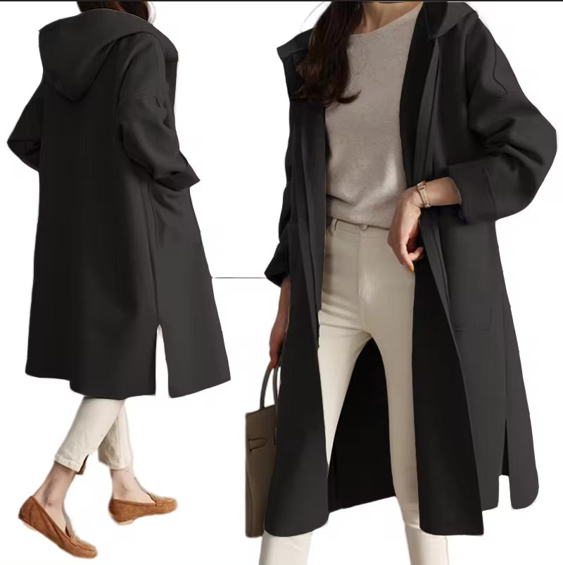 Long winter jacket Hood Open style