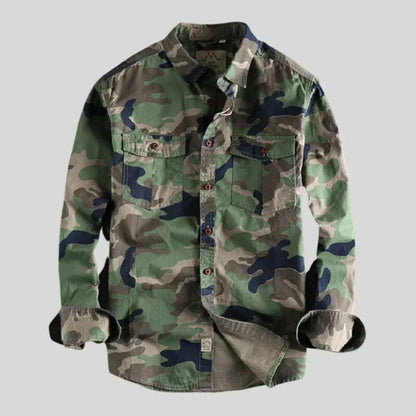 Men's Camo Long Sleeve Overshirt with Buttons