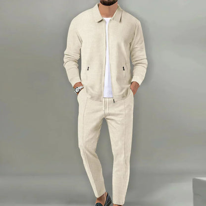 Herren Freizeitanzug Beige - Stilvolles 2-Teiler Set - IdealeKleiden