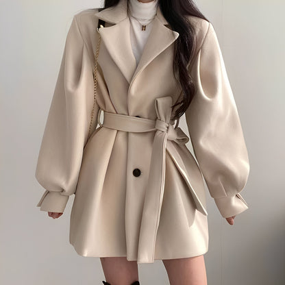 Elegant Women's Mid-Length Wool Coat
