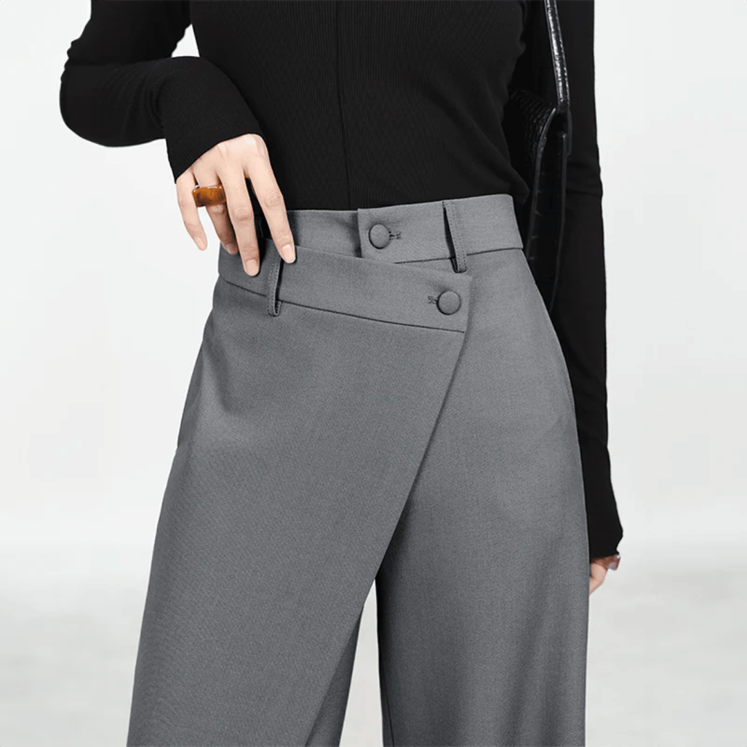 Weite Damenhoose Asymmetrisch Luxusdesign - IdealeKleiden