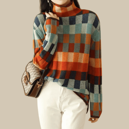 Soft Cashmere Patchwork Design Sweater