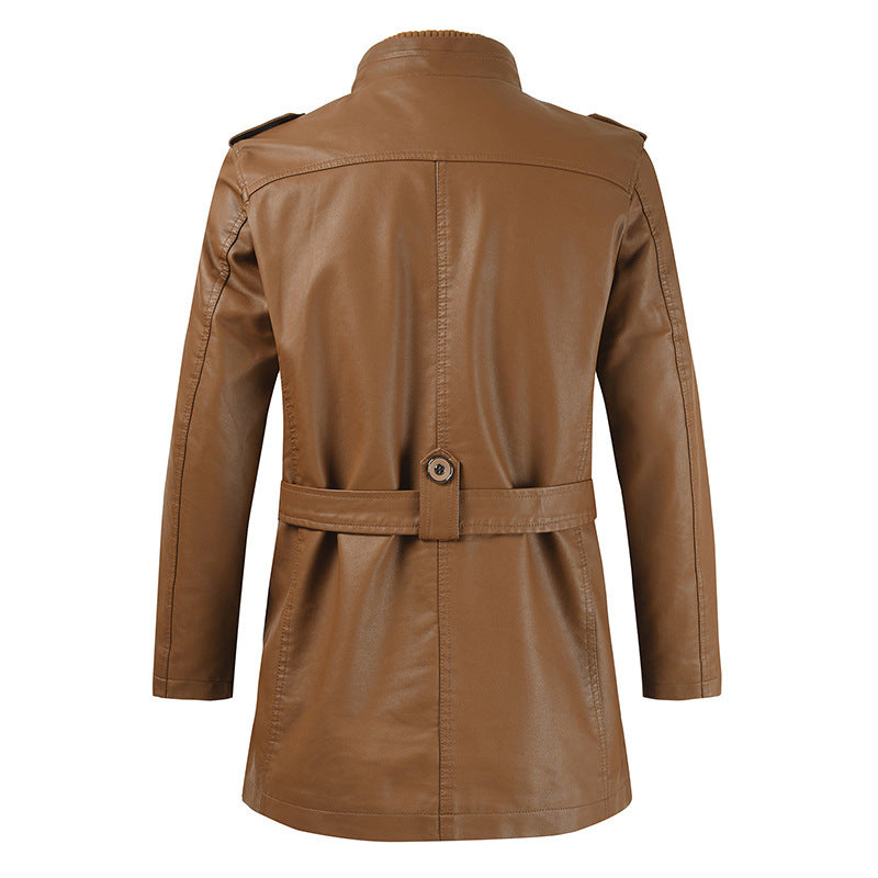 Stylischer Leder-Trenchcoat Herren Retro Design - IdealeKleiden
