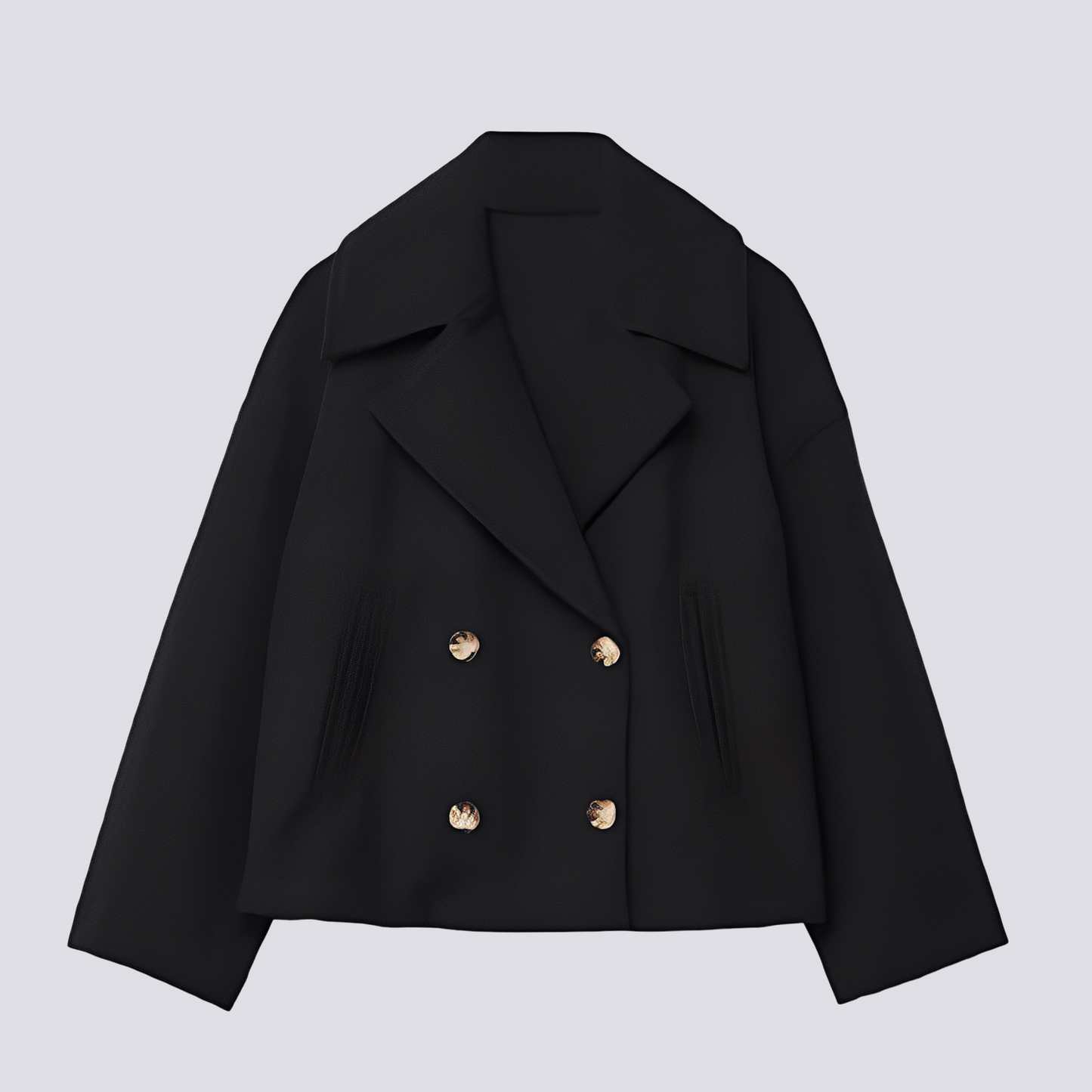 Stylish Women's Short Wool Jacket Lapel