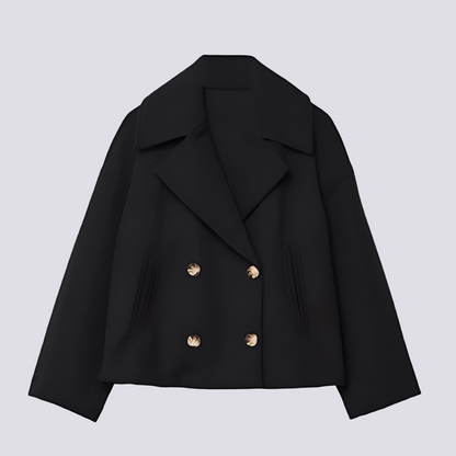 Stylish Women's Short Wool Jacket Lapel