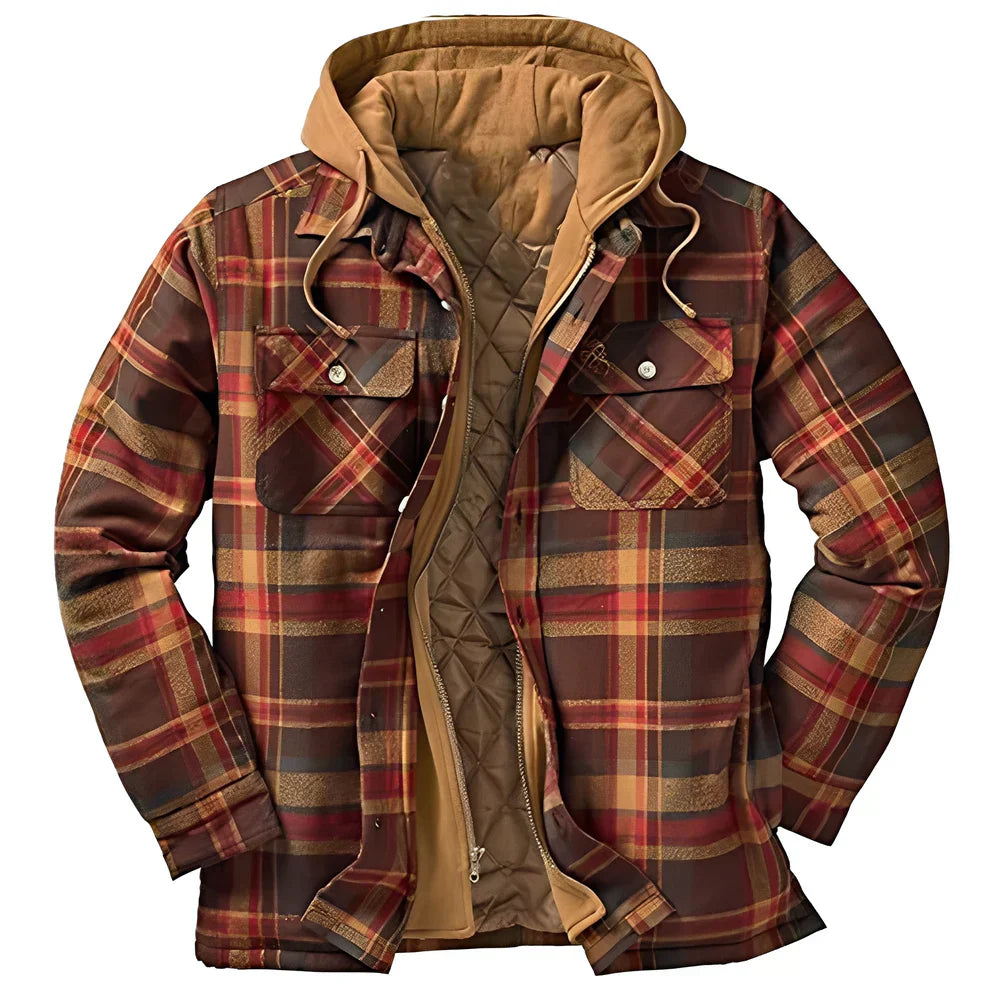 Men's Classic Plaid Hooded Jacket