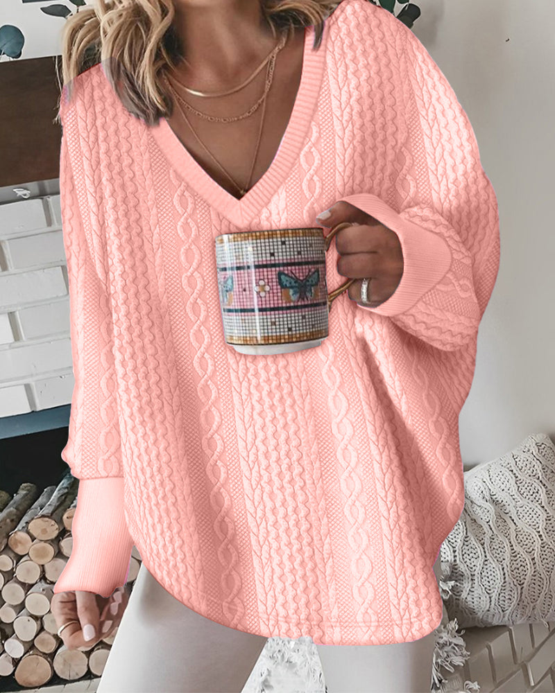 Fashionable V-Neck Sweatshirt for Women, Black