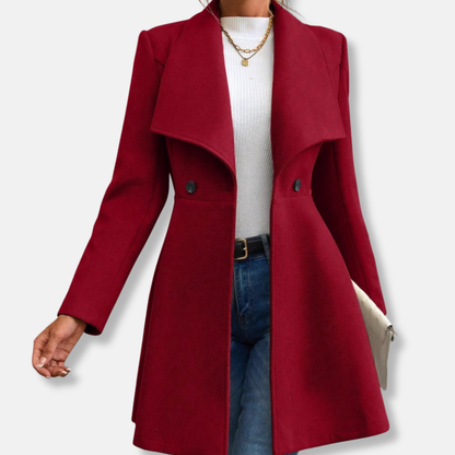 Stylish Women's Felt Wool Fitted Mid-length Dress